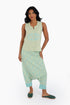 Embroidery short sleeveless top with round neckline